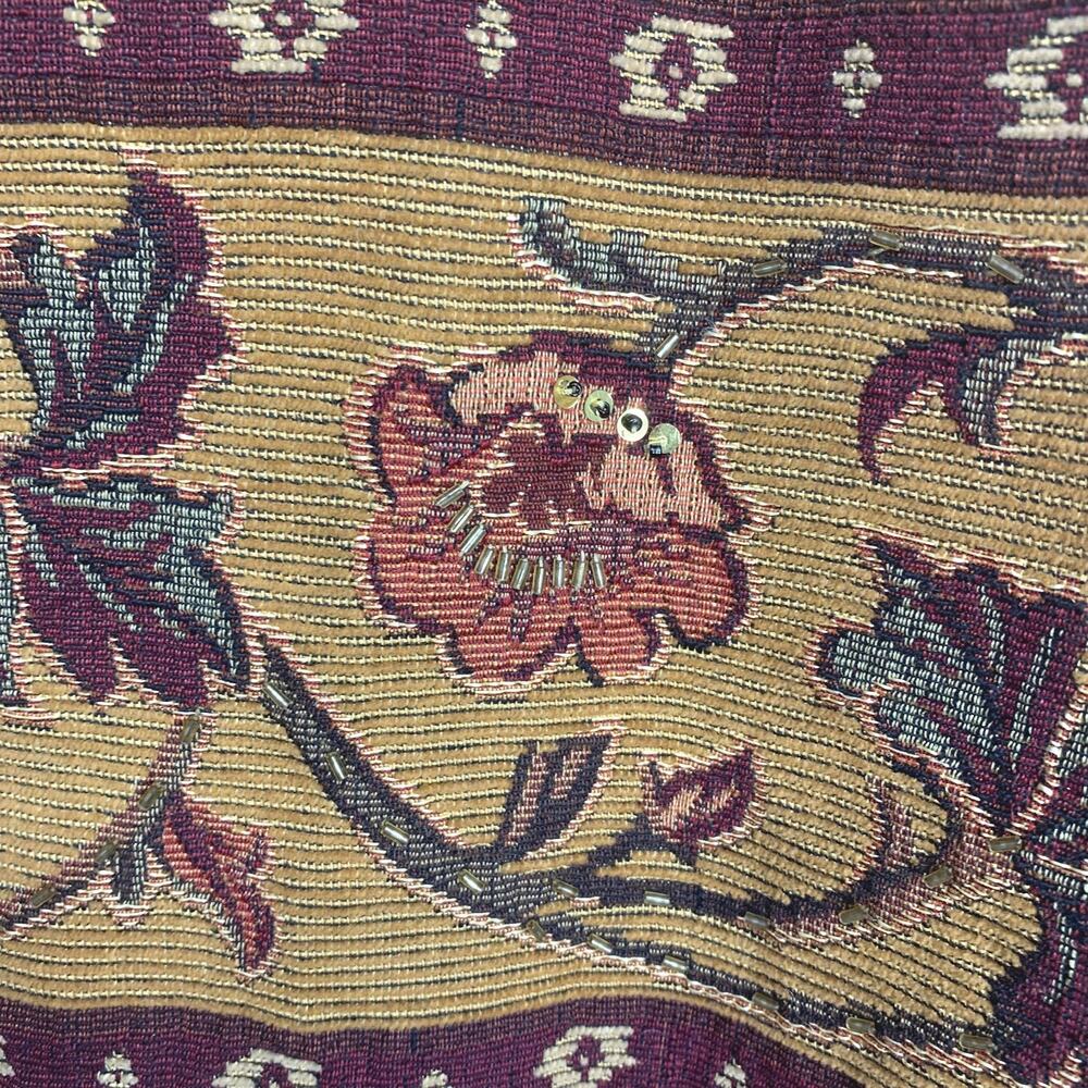 Vintage 1990s Tantrums M Brown Gold Tapestry Jacket Embroidered Beaded Pockets - Picture 5 of 8